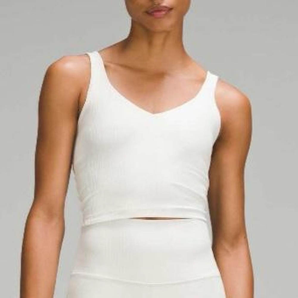 Lululemon White Align Tank Top Ribbed *Shine Bone Radiate Transparent Foil size2